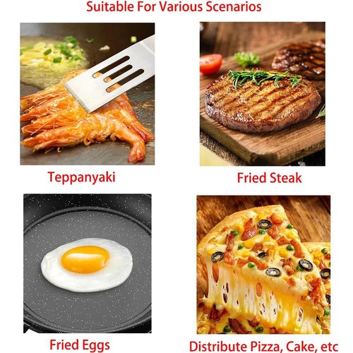 2-Pieces Small Metal Spatula Set, Mini Metal Spatulas for Kitchen Use, Stainless Steel Spatula for Flipping, Serving & Turning Pancakes, Eggs, Brownies, Cookies, Cakes & Desserts (2 PC SLOTTED)