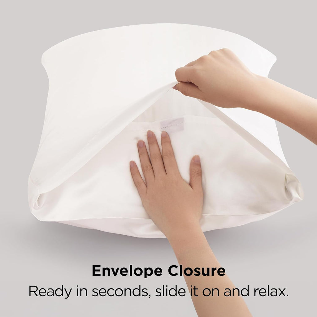 Bedsure Satin Pillowcase - Luxurious Ivory Silky Pillowcases for Hair & Skin | 20x30 Inches, 2-Pack