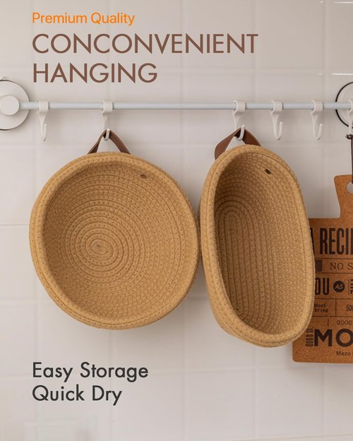 Crispier Crust Cotton Rope Banneton Bread Proofing Basket Set, Oval & Round Bread Baskets with Liners & Covers for Artisan Bread Baking, Sourdough Bread Baking Supplies(Brown)
