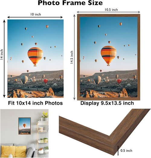 JCJMY Picture Frame - 10x14 Inch Brown Frame for Diamond Art | Horizontal & Vertical Wall Display