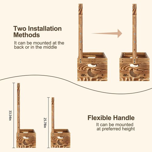 TAEYONK Wooden Baby Shower Crate Closet, Baby Shower Basket with 33.5" High Hanger Rack and Swing, DIY Baby Welcome Box with Handle, Easy Assembly Storage Crate for Pregnancy New Parent（Brown）