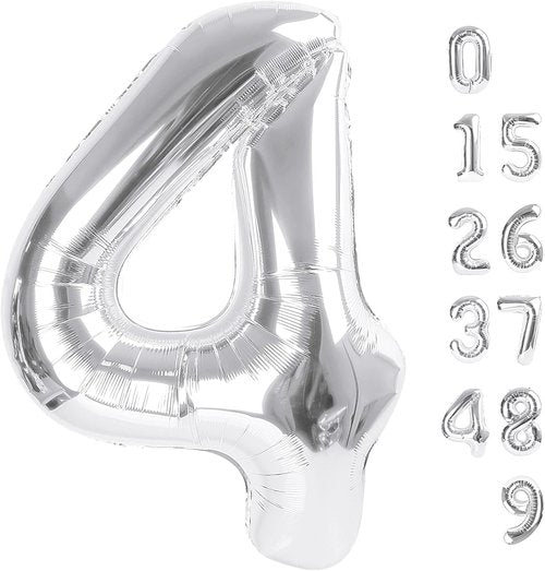 40 Inch Silver Number 4 Balloon by [Brand Name] - Perfect for 4th Birthday, Graduation & Wedding Celebrations