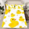 Erosebridal Cartoon Duck Bed Sheetsfor Kids Boys Girls,Kawaii Yellow Duck Fitted Sheet,Cute Hand Drawn Duck Bedding Set Twin,Lovely Farmhouse Animal Bed Cover + 1 Pillowcase,no Flat Sheet