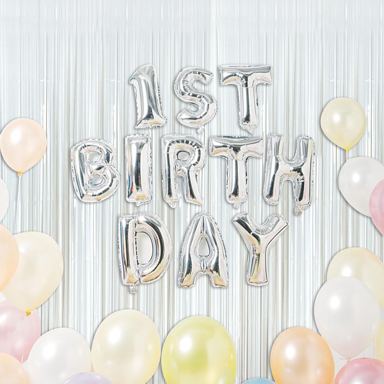 White Foil Fringe Backdrop Curtains by [Brand Name] - Tinsel Streamers for Birthday & Graduation Celebrations