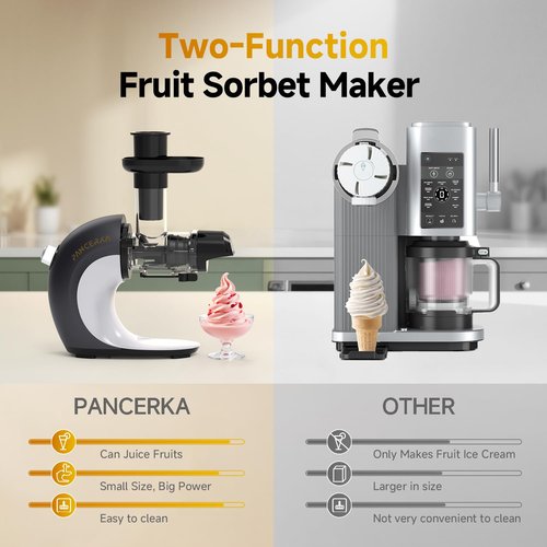 Frozen Fruit Sorbet Maker - Soft Ice Cream Maker for Healthy Vegetarian and Dairy Free Snacks, Easy to Clean (Silver Gray - Sorbet Maker)