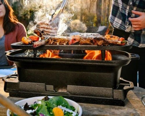 Lodge Cast Iron Grill - Sportsman's Pro Design for Perfect Outdoor Cooking | Durable & Versatile