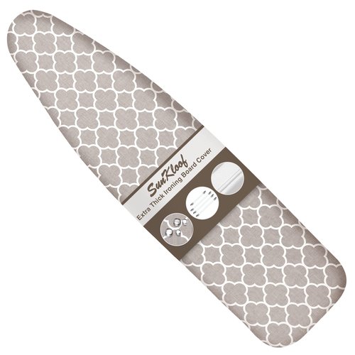 Sunkloof Ironing Board Cover and Pad 15"x54" Extra Thick Natural Cotton, Scorch and Stain Resistant Padding, Standard Size Iron Board Cover with Fasteners Heavy Duty Elastic Edge, Heatproof