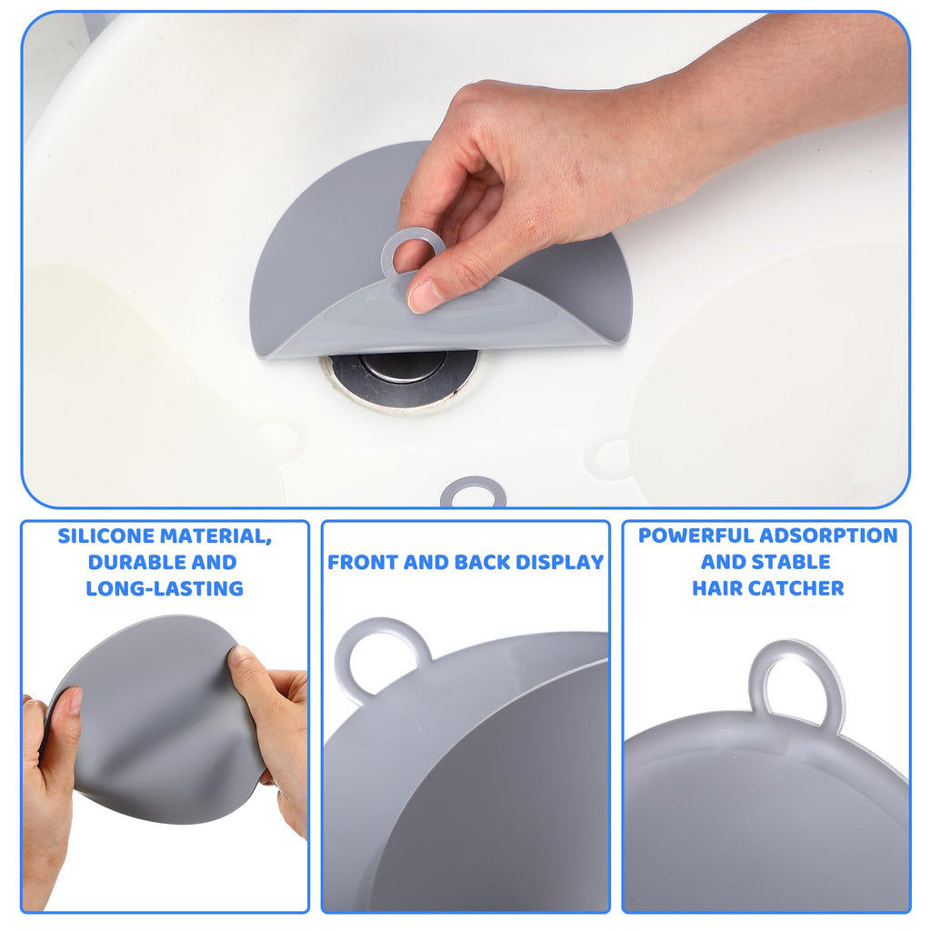 Yinkin 6 Pcs Drain Covers to Keep Bugs Out Silicone Shower Floor Tub Stoppers Bathtub Drain Stoppers Sewer Anti-Odor Mats Deodorizing Plugs for Bathroom(6 x 6 Inch,Round,Grey)