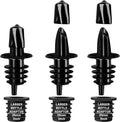 Liquor Pour Spouts for Bottles with Rubber Dust Caps, Classic Bottle Pourers with 3 Adapters for Alcohol, Olive Oil, Juices and Syrups Bottles, Bar Bartender Accessories, 3 Pack, Plastic