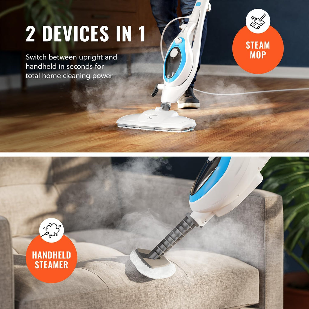 PurSteam 10-in-1 Steam Mop - Versatile Floor Steamer with Detachable Handheld Cleaner for Tile & Hardwood