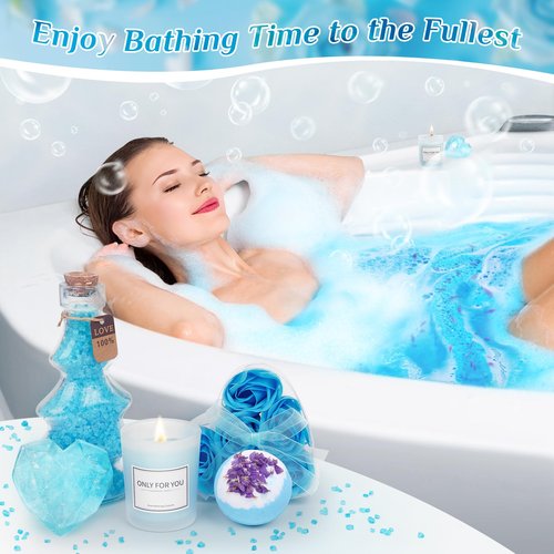 Dallfoll Birthday Gifts for Women, Self Care , Luxury Spa Gift Basket, Relaxation Bath Sets, Get Well Soon Gift with Flannel Blanket, Ladies Pamper Valentine's Day Gift for Mom, Wife
