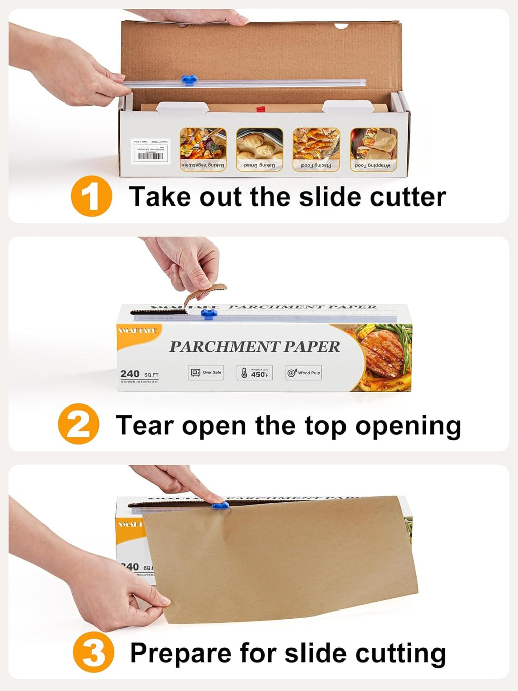 SMARTAKE Non-Stick Parchment Paper Roll - 12" x 240 ft | Ideal for Baking, Cooking & Grilling