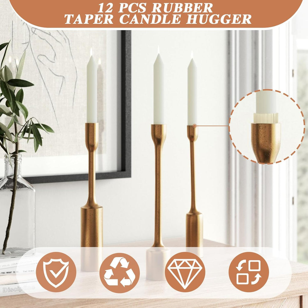 Silicone Candle Grippers by [Brand Name] - 12 Pack Flexible Holders for Taper Candles | Fits 3/4 Inch Standard Candles