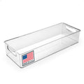 Pikanty Clear Refrigerator Organizer Bin with Handles — 15 Inch Stackable Fridge and Pantry Storage Container for Snacks, Produce, Cans, Yogurt, Condiments, Dishwasher and Freezer Safe, Made in USA