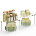 Delamu Clear Kitchen Cabinet Organizer, Set of 2 Acrylic Shelf Organizer for Cupboard Organizers and Storage, Stackable Cabinet Shelf for Plate, Dish, Bowl, Cup & Mug, 11.7" W x 7.7" D x 6.3" H