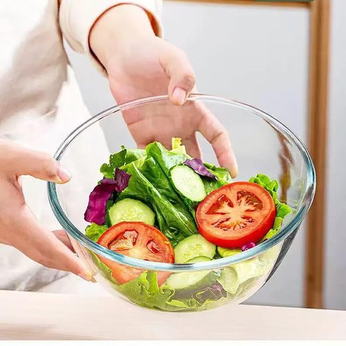 OZY Large Glass Bowl for Sourdough Bread Making,4.9 Quart Glass Mixing Bowl for Sourdough Bread with Lid,Large Glas Salad Bowl,Kitchen Salad Bread Storage