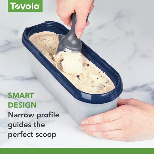 Tovolo Ice Cream Containers for Homemade Ice Cream Glide A Scoop Ice Cream Tub for Reusable Frozen Treats, 1.5 Quart BPA Free Insulated Freezer Safe Container with Lid, Deep Indigo