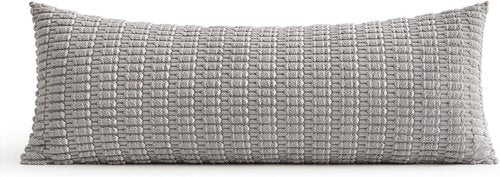 MIULEE Light Grey Long Body Lumbar Throw Pillow Cover - Soft Boho Design 14x36 Inch for Sofa & Bed