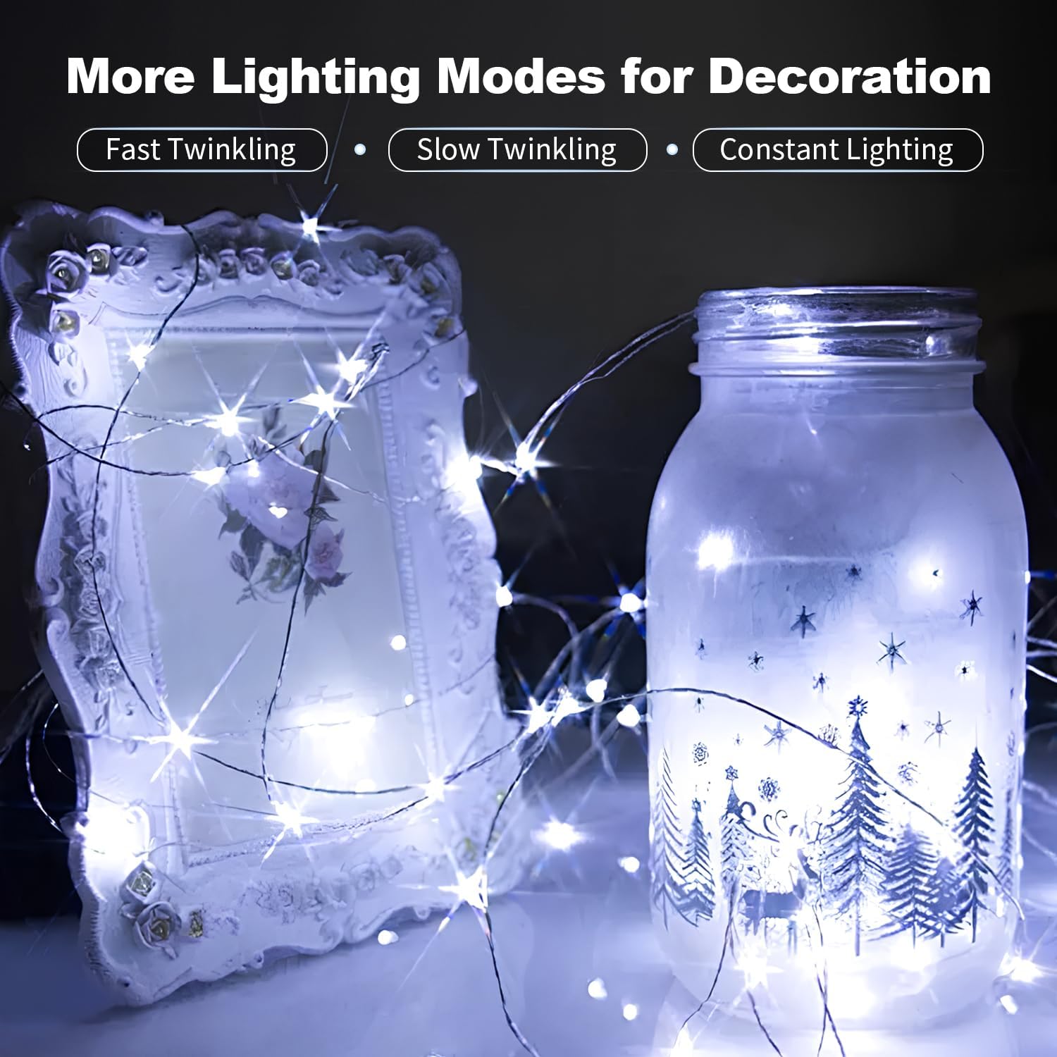 Skiennix 20 Pack LED Fairy Lights - 7FT Waterproof Mini Twinkle String Lights for Christmas & Parties | Cool White