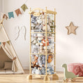 COSYLAND Large Stuffed Animal Storage Organizer for Kids, Wooden Plush Toy Holder with Top Rope Clips, Elastic Cords & Nameplate, Holds 70+ Stuffed Animals for Playroom & Corner