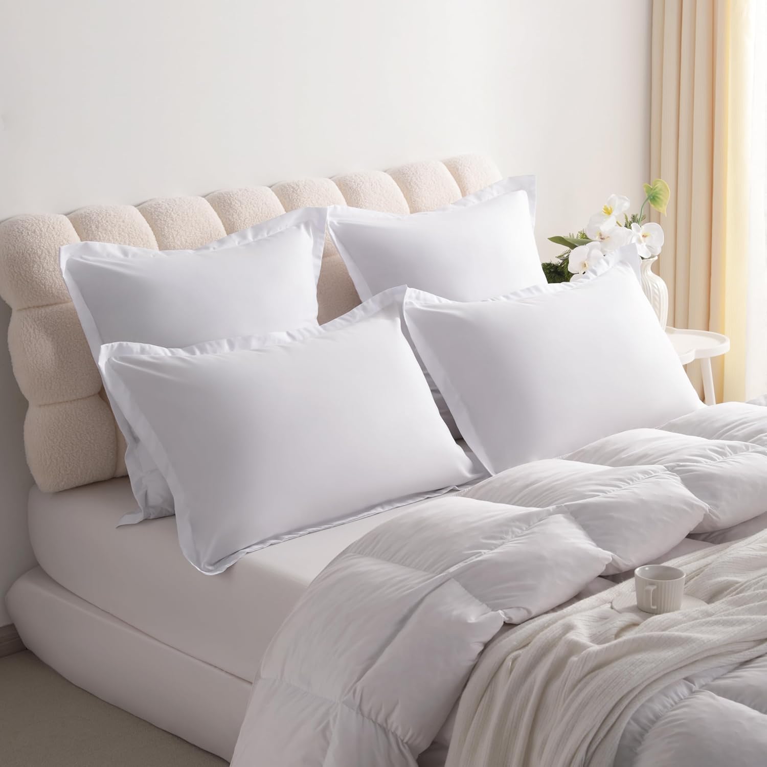 NTBAY King Pillow Shams - Super Soft Brushed Microfiber 20x36 Sham Covers | Wrinkle, Fade, Stain Resistant, White - 2 Pack