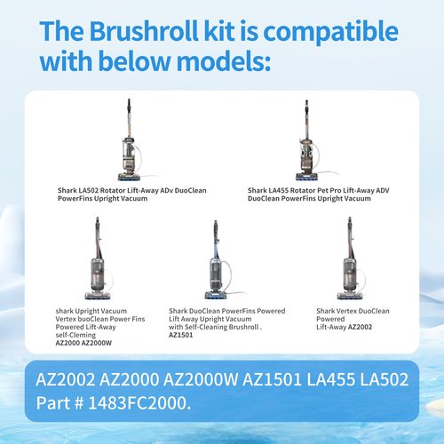Amyehouse Soft Brushroll Replacement Parts Acessories for Shark Vertex DuoClean PowerFin Upright Vacuum AZ2002 AZ2000 AZ2000W AZ2001AMZ AZ1501 LA455 LA502 Accessories, Part # 1483FC2000