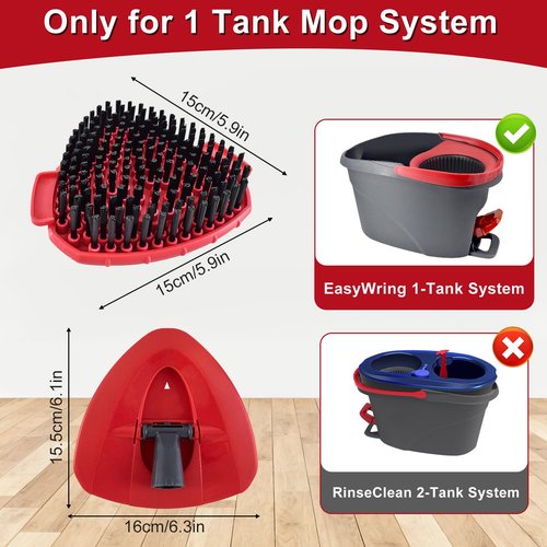 Scrubber Mop Head for Ocedar, Scrub Brush Scrubber Head Compatible for O Cedar Easywring 1-Tank System, 2 Pcs Mop Brush Spin Mop Scrub Brush Head with 1 Mop Base for Bathroom Kitchen Tub and Tile