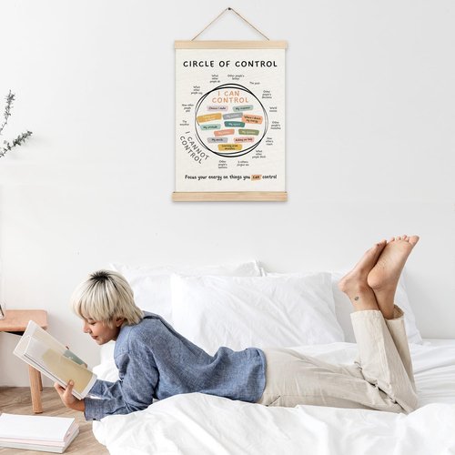 LZYRF Mental Health Wall Art - Framed Therapy Office Decor | Circle of Control Canvas Print, 12x16 Inch