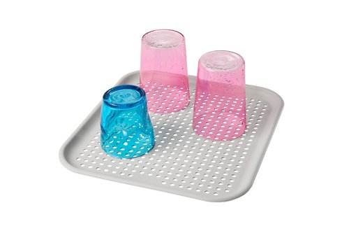 madesmart Elevated Sink Mat, Drying Glasses, Bowls & Utensils, Soft Cushioned Surface, Non-Slip, Ventilation Holes for Airflow, Large, Grey