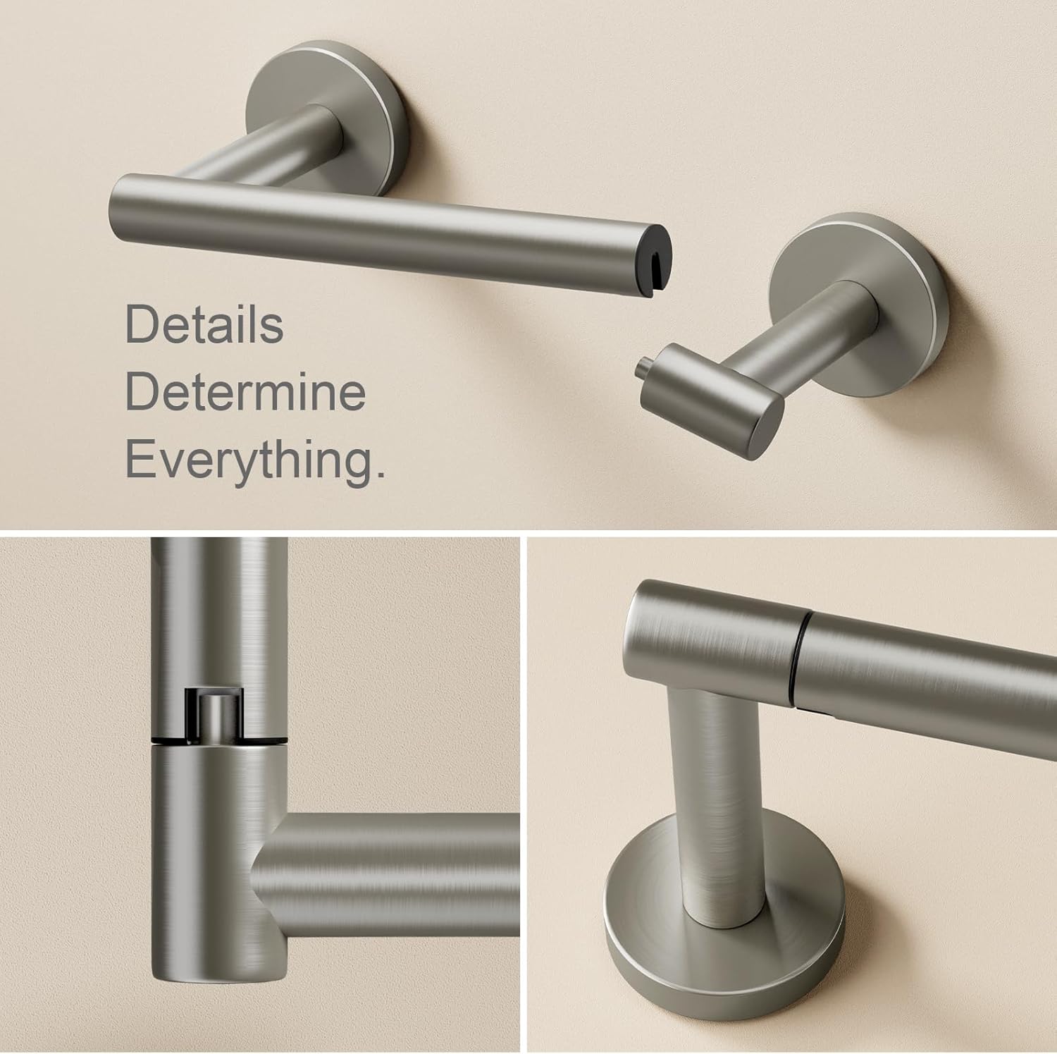 POKIM Brushed Nickel Toilet Paper Holder - Stainless Steel Double Post Pivoting Design | Fits Jumbo Rolls