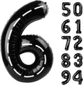 Race Car 6 Balloon - 40 Inch Black Number Balloon for 6th Birthday Party Decorations