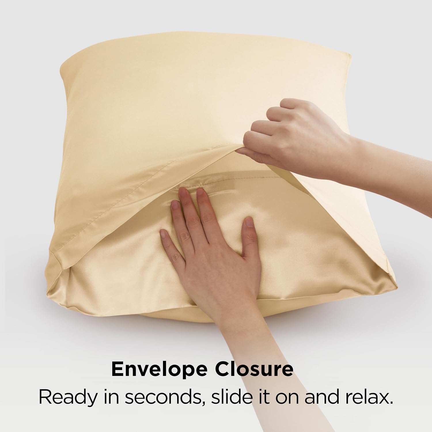 Bedsure Satin Pillowcase Set of 2 - Champagne Gold Silky Pillow Cases for Hair & Skin | 20x36 Inches
