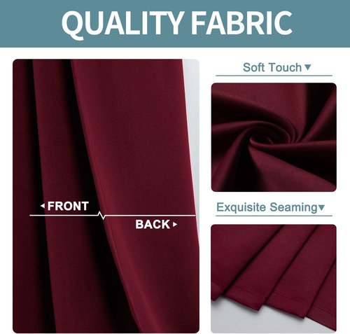 ChrisDowa Blackout Curtains - Thermal Insulated Room Darkening Panels, Burgundy Red, 52 x 80 Inches - 2 Set