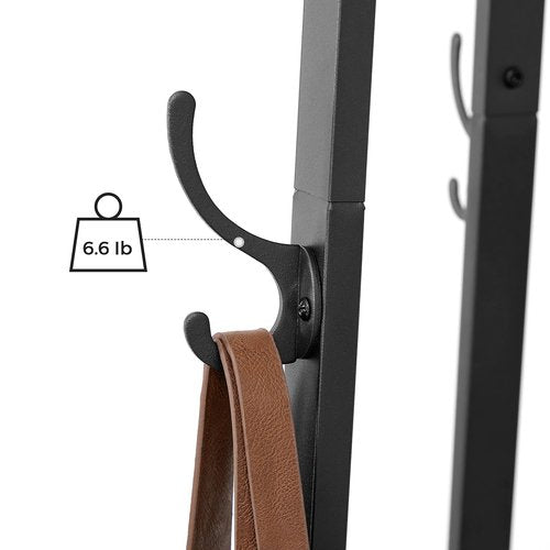 VASAGLE Coat Rack, Coat Stand with 3 Shelves, Hall Tree Free Standing with Hooks for Scarves, Bags, Umbrellas, Steel Frame, Industrial Style, for Entryway, Living Room, Rustic Brown and Black ULCR80X
