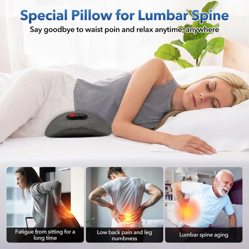 KITCADA 3 in 1 Rechargeable Back Massager with Heat, Height Adjustable for Bed and Chair, Electric Lumbar Support Pillow Back Massager, Relieves Deep Tissue Pain, Lumbar Wedge Cushion