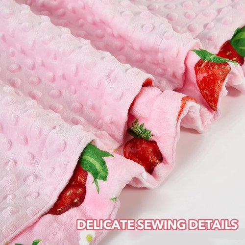Strawberry Baby Blanket for Boys Girls Soft Fleece Minky Blanket with Dotted Backing Double Layer Newborn Toddler Blankie for Nursery Stroller Crib Gift to Son Nephew Grandson 26.5 * 40 Inches