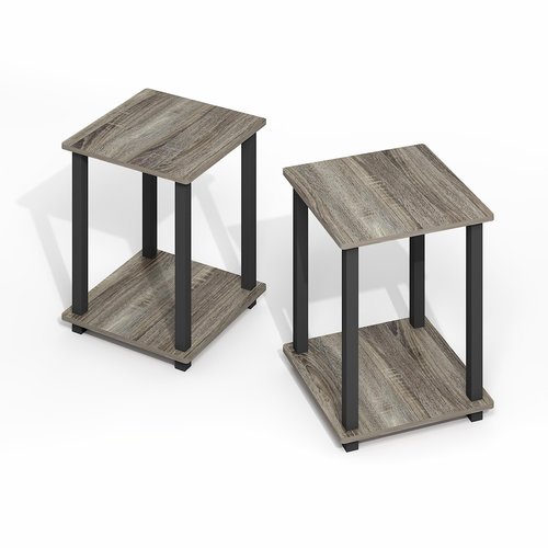 Furinno Simplistic Side Table Set of 2, End Table, Night Stand, Nightstand, Bedside Table, for Living Room, Bedroom, Grey Oak