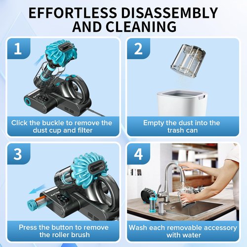 Belife M8 Mattress Vacuum Cleaner, 18Kpa 550W Bed Cleaner with UV & Hot Air & HEPA Filter, High Heating Double-Cup Handheld Couch Cleaner for Sofa Pillow Crib Pet Hair, Corded