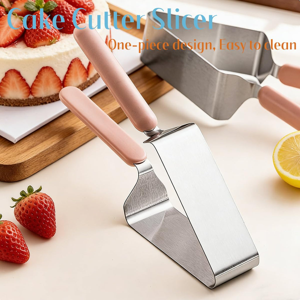 SerniaXin Stainless Steel Cake Cutter for Wedding, Birthday, Baking - Heavy-Duty Rust-Proof Blade with Double Non-Slip Ergonomic Handle, Safe Pastry & Pie Slicing Tool (1)