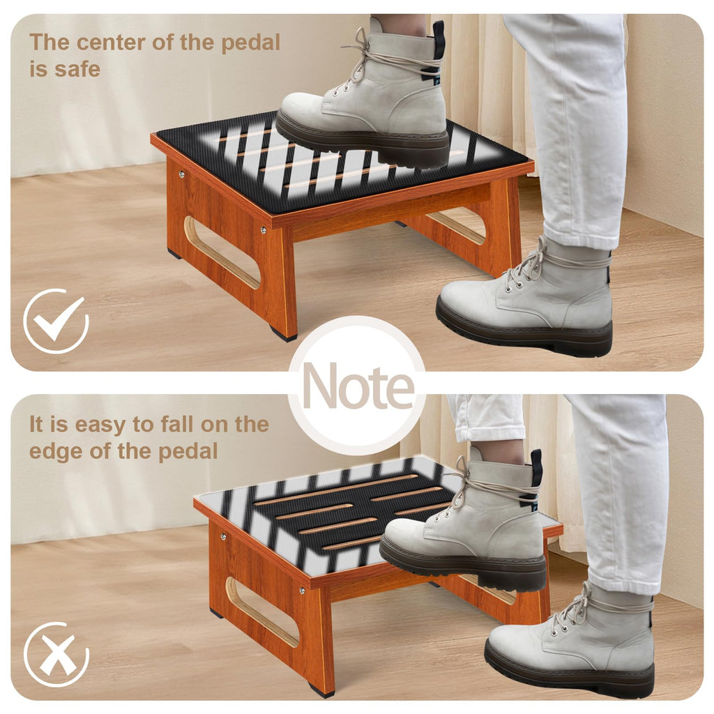 Step Stool, Bed Steps for High Beds for Adults with Non-Slip Rubber Stepping Surface and Handles, 450 LBS Capacity for Bedroom Kitchen Bathroom, or Bedside, Senior Support (Brown)