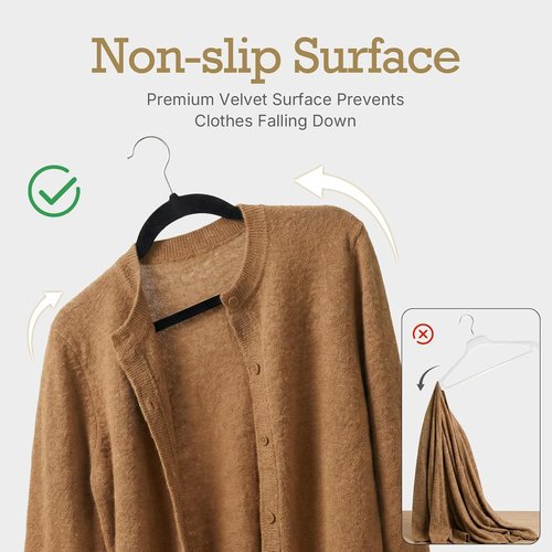 HOUSE DAY Black Velvet Hangers - 40 Pack Non-Slip Heavy Duty Felt Hangers | Premium Slim Space-Saving Design