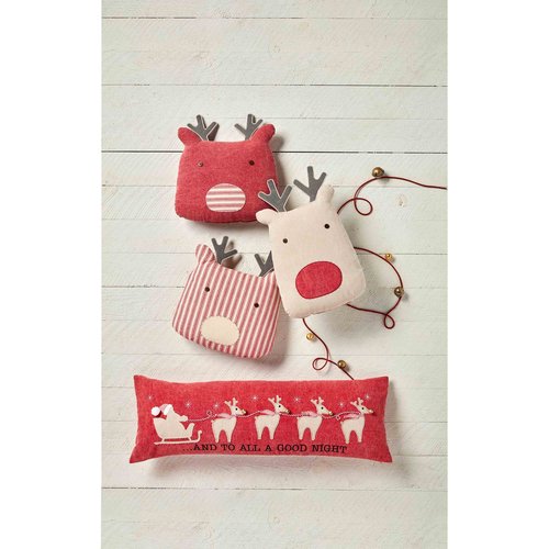Mud Pie Shaped Reindeer Christmas Pillow, Tan, 19" x 12"