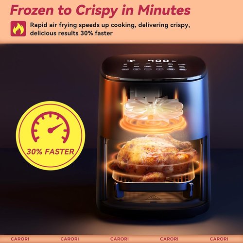 Air Fryer - 12 Presets with Viewing Window | 6Qt Large Capacity, 400℉ Max Crisp, Nonstick Basket