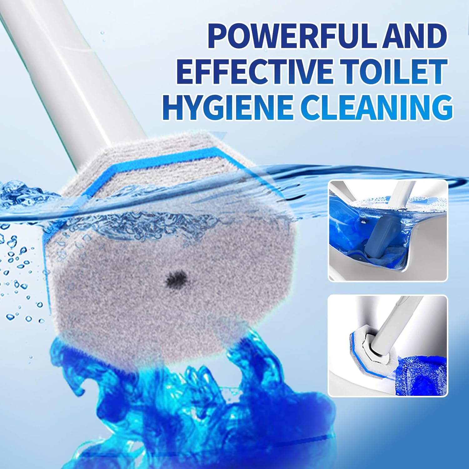 Skiennix Disposable Toilet Brush System - 50 Refill Pads & Wall-Mounted Holder | Bathroom Cleaning Kit