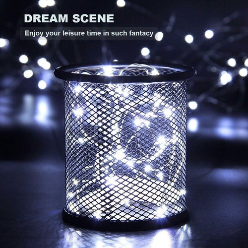 CYLAPEX 12 PCS Fairy Lights - Cool White 3.3FT Silvery Copper Wire | Battery Powered LED String Lights for Weddings, Parties & Home Decor