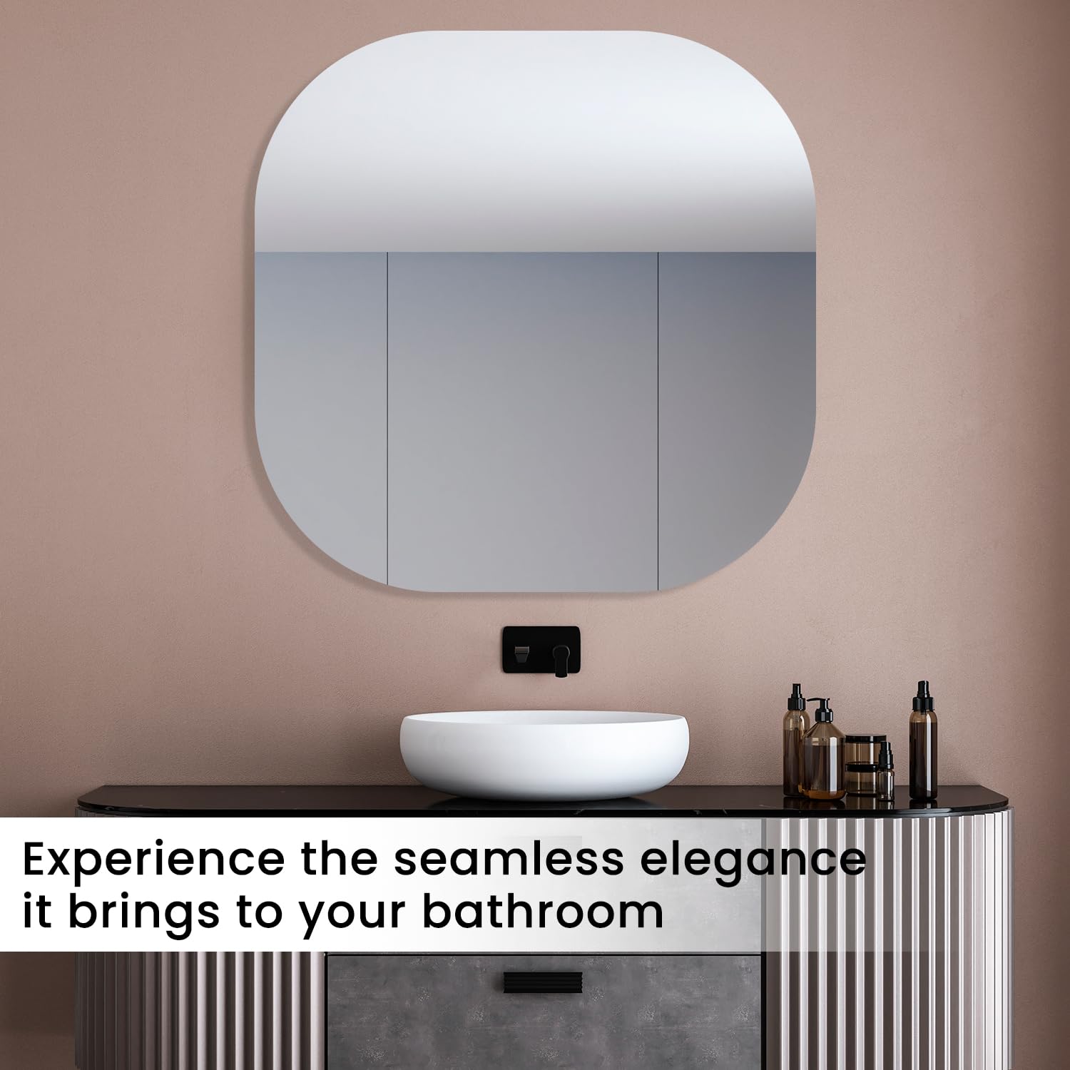 VASUHOME Frameless Bathroom Mirror, 20 x 20 Inch Wall Vanity Mirror, Large Wall Mounted Mirrors for Bathroom, Living Room, Bedroom, Entryway