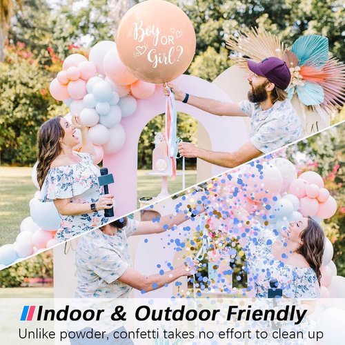 Lopeastar 36Inch Gender Reveal Balloon, Gender Reveal Ideas Neutral Boy or Girl Balloons with Pink Blue Confetti for Revelacion de Sexo de Bebe