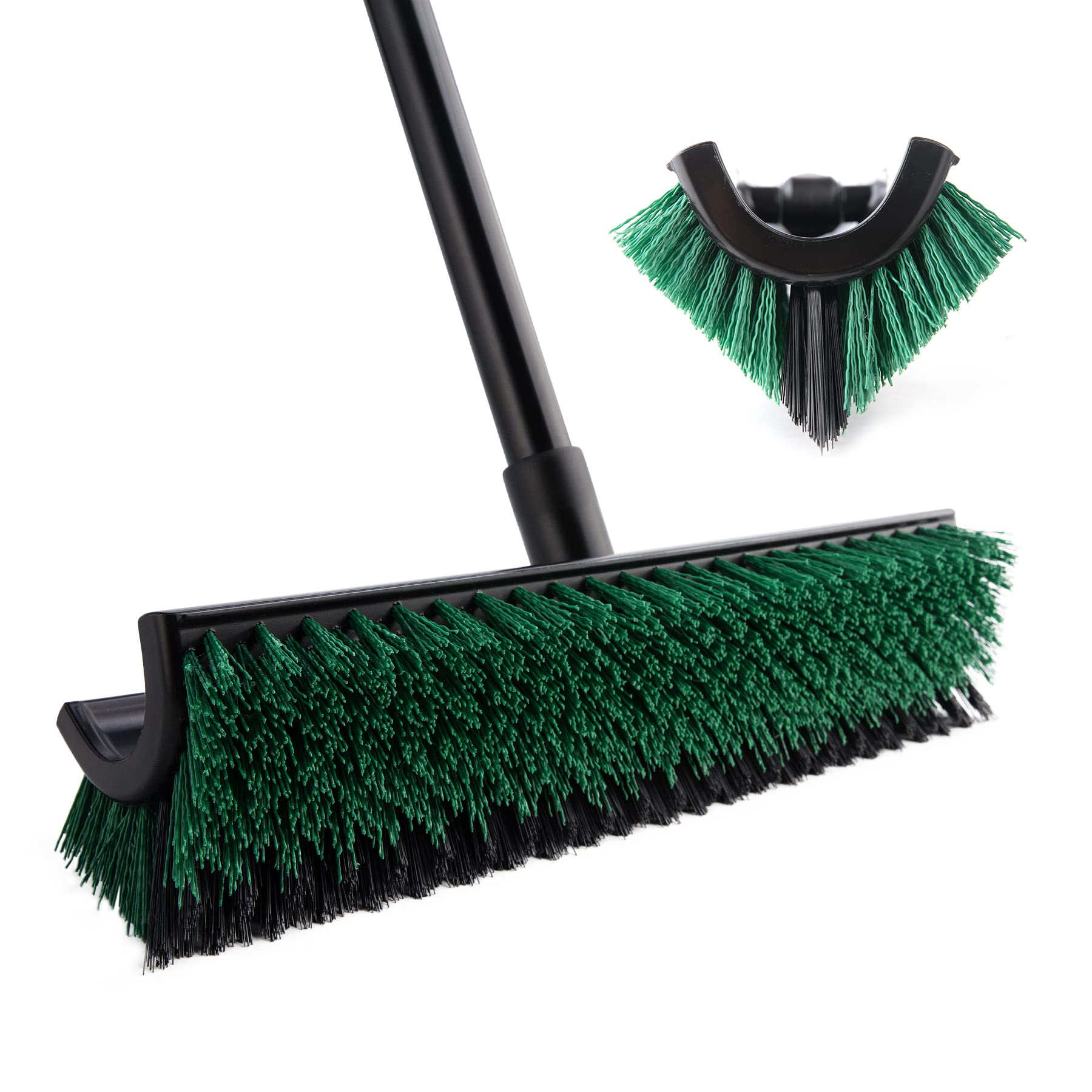 Eyliden Double-Sided Floor Scrub Brush, 65.5'' Long Handle, V-Shaped Head Brushes for Crevice and Corner Cleaning, No-Scratch Effortless Grout Brush for Floor Joint Tile Seams Bathroom Kitchen