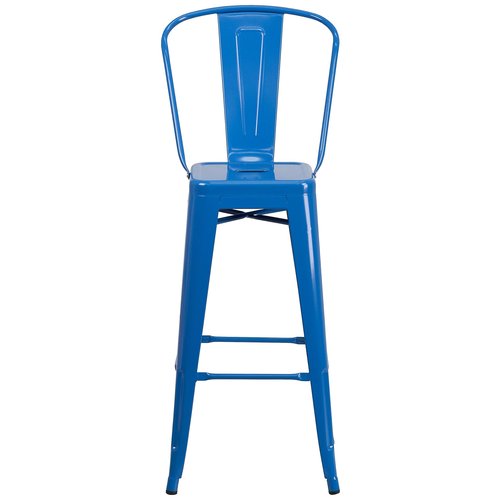 Flash Furniture Commercial Grade 30" High Blue Metal Indoor-Outdoor Barstool with Removable Back