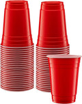 GUSTO Disposable Red Plastic Cups - 18 oz. | 50 Count Party Drinking Cups for Events & Daily Use